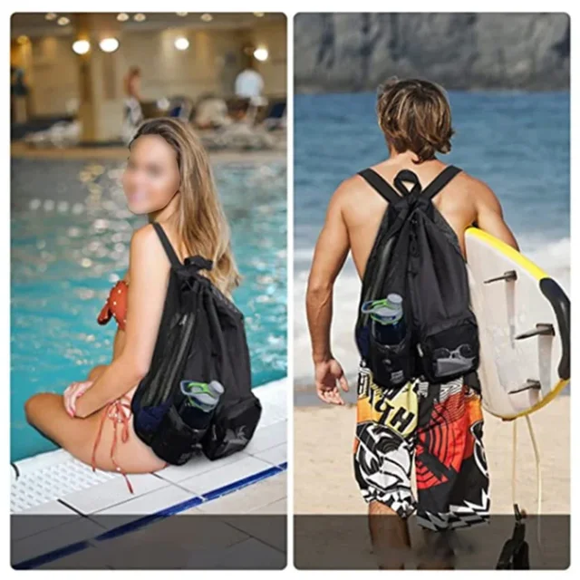 Lightweight Mesh Drawstring Backpack - Swimming and Sports Bag 1
