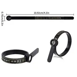 Enhanced Finger Ring Sizer with Magnifying Glass - Reusable Jewelry Measurement Tool (Black)