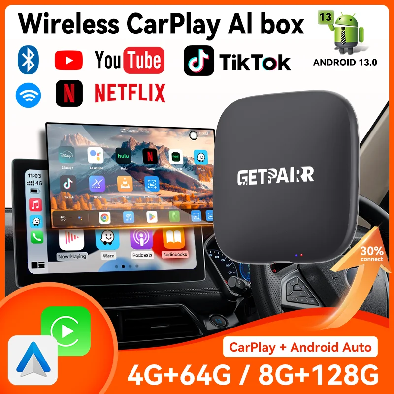 GetPairr P1 Android 13 Wireless CarPlay Ai Box Android Auto