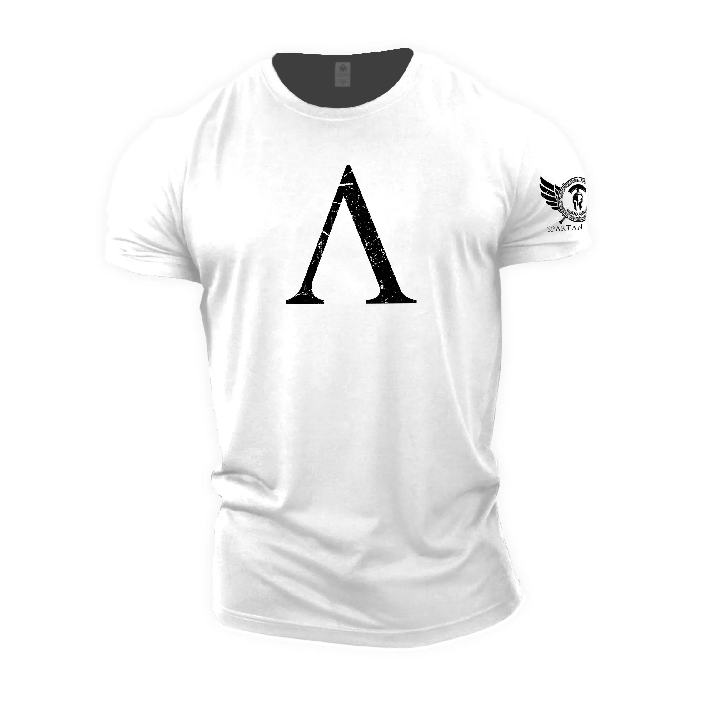 T-shirt spartiate au monogramme grec et emblème de casque