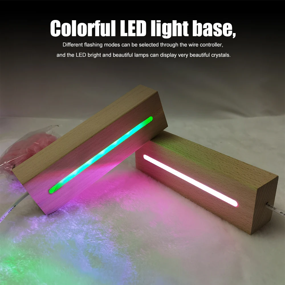 Crystal Wooden LED Lights Display Base Stand Light Plate Base Warm Light  Rectangle 3D DIY Night Light Base for Resin Art Decor - AliExpress