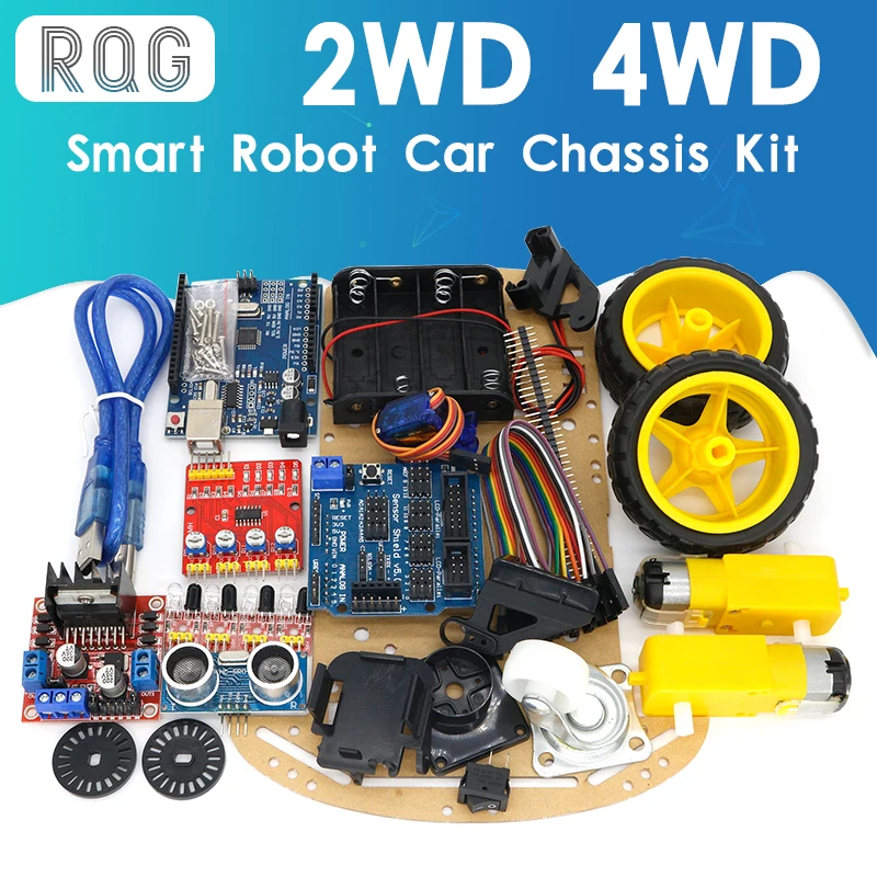 Smart Car Tracking Motor Chassis Fittings DIY Kit 2WD Ultrasonic For Arduino MCU 
