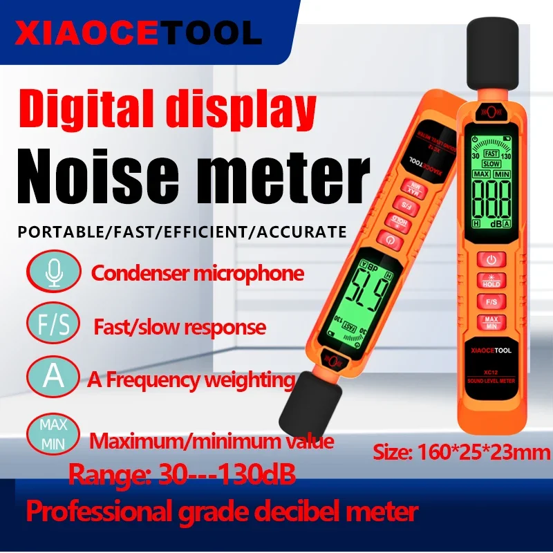 Enhanced Digital Sound Level Meter for Environmental Monitoring, 30-130dB Range