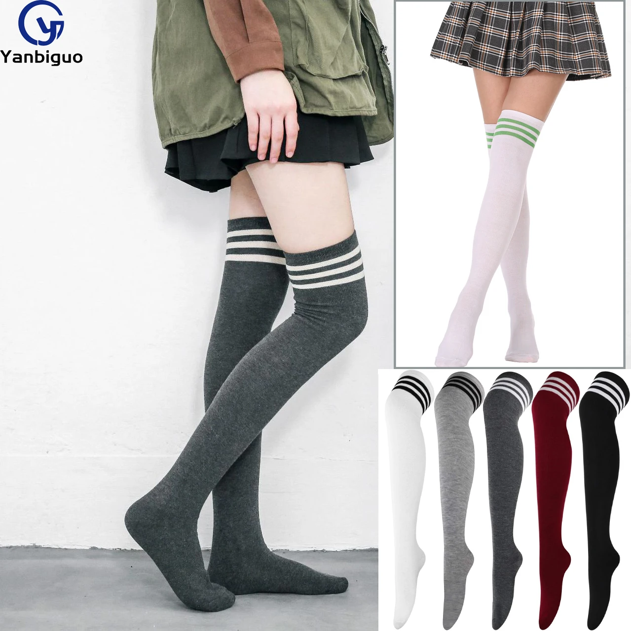 

Women’s high High Socks,Athletic Striped Stockings for Women Long Tube Stocking Over Knee Plus Size Sports Knee High Socks