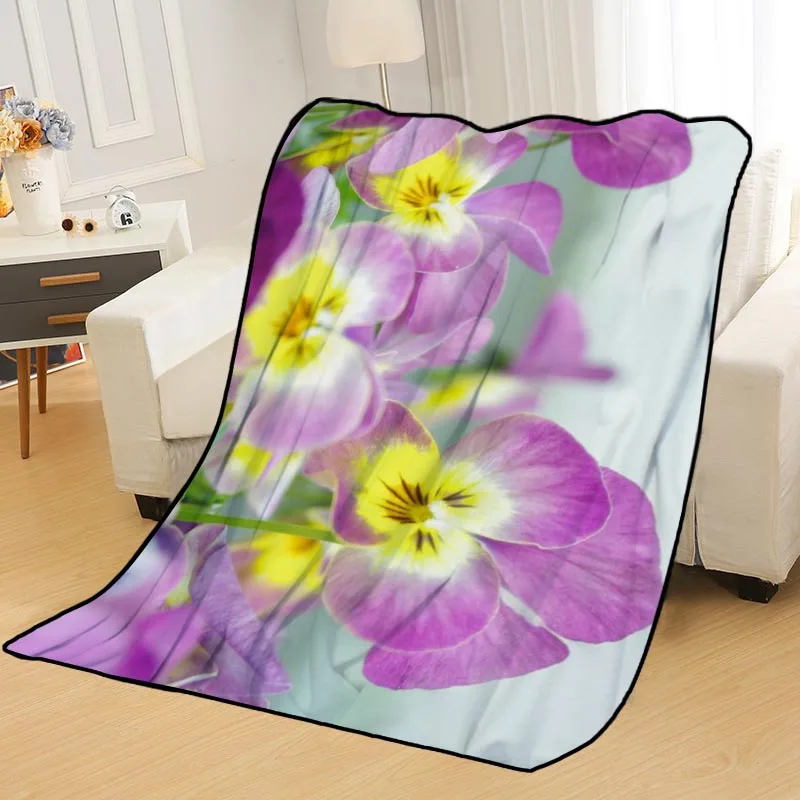

New Arrival Pansies Blankets Printing Soft Nap Blanket On Home/Sofa/Office Portable Travel Cover Blanket