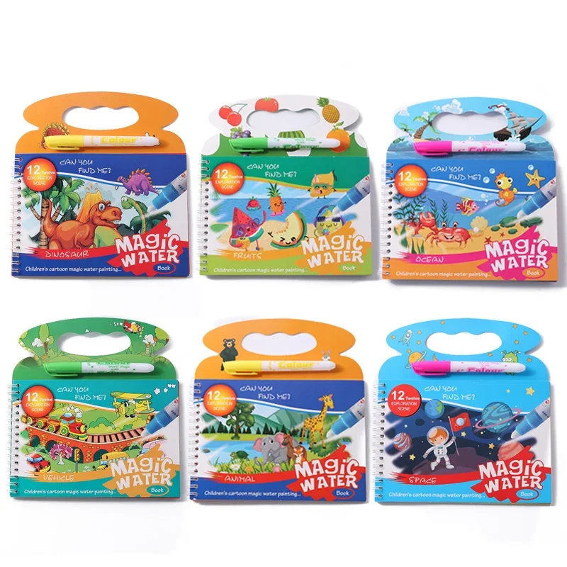 Water Painting Book Reusable Magic Drawing Coloring Book Toddler Early Education Toys for Kids Children Montessori educational toys,water drawing book,educational drawing toy,water drawing books