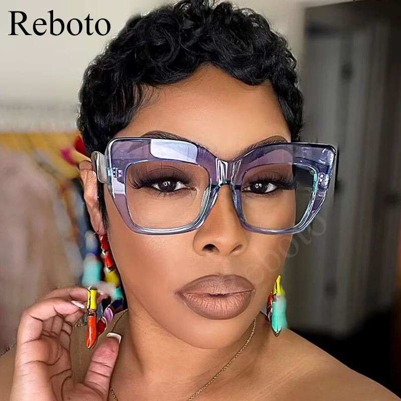 Oversized Square Glasses For Women Fashion Anti Blue Light