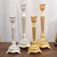 2pc European Style Metal Candlestick Candles Holders Gold Silver Dropshipping Wedding Ramadan Eid Religion Decorations Home 6