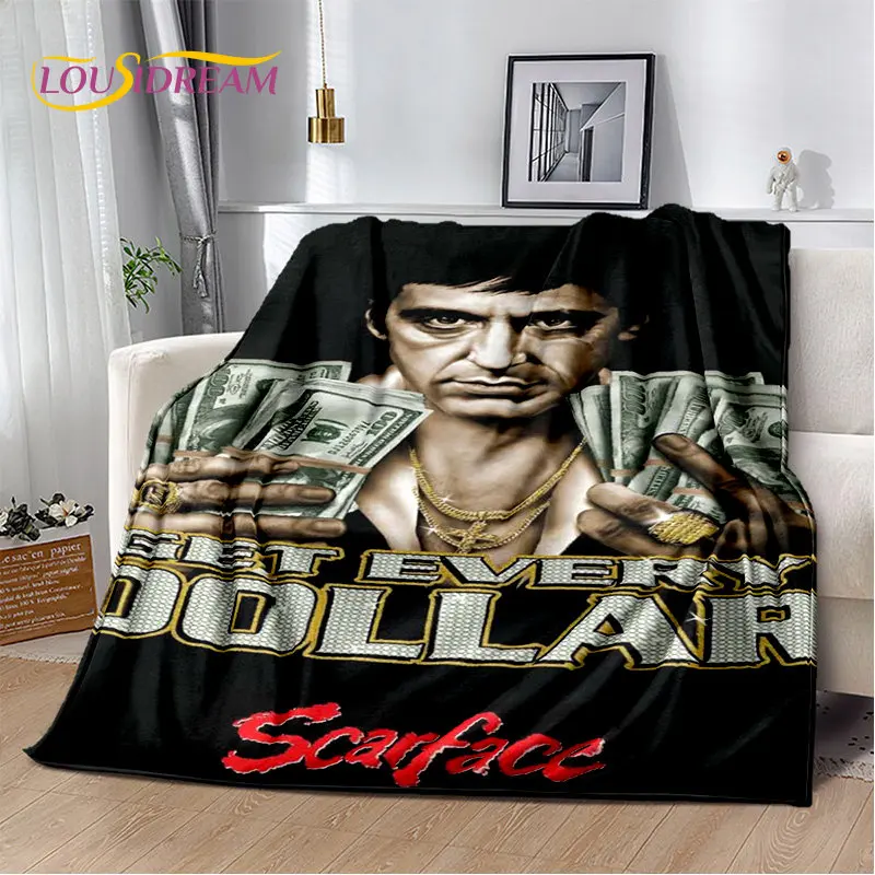 Movie Scarface Tony 3D Printing Soft Plush Blanket,Flannel Blanket Throw Blanket for Living Room Bedroom Bed Sofa Picnic Cover