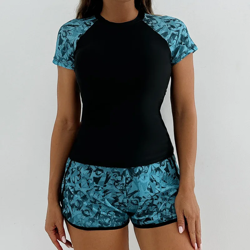 Women's Swimsuit Tankini Set Female Short Sleeve Swimwear women swimsuit women two piece sets Surfing Sports Pool Beachwear Two-Piece Bathing Suits With Shorts