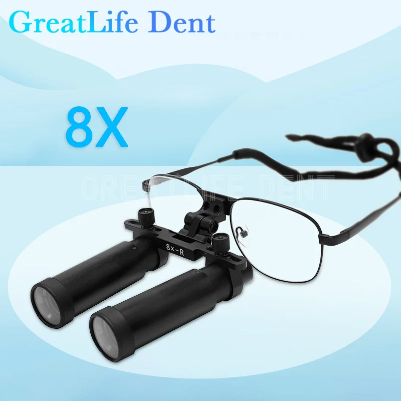 

GreatLife Dent 5X 6X 8X Surgical Loupes Dental Lab Working Distance 280-600MM Medical Magnifying Glasses Adjustable Loupes