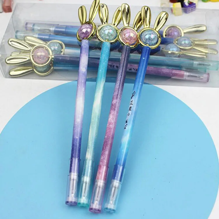 

48 шт./лот креативная гелевая ручка с хрустальными кроличьими ушками милые 0,5 мм черные чернила авторучки для подписей школьные письменные принадлежности Канцтовары подарок