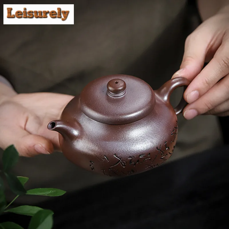 170ml High-end Yixing Purple Clay Teapots Handmade Pot Raw Ore Gold Sand Purple Mud Kettle With Filter Zisha Tea Set Cha Craft