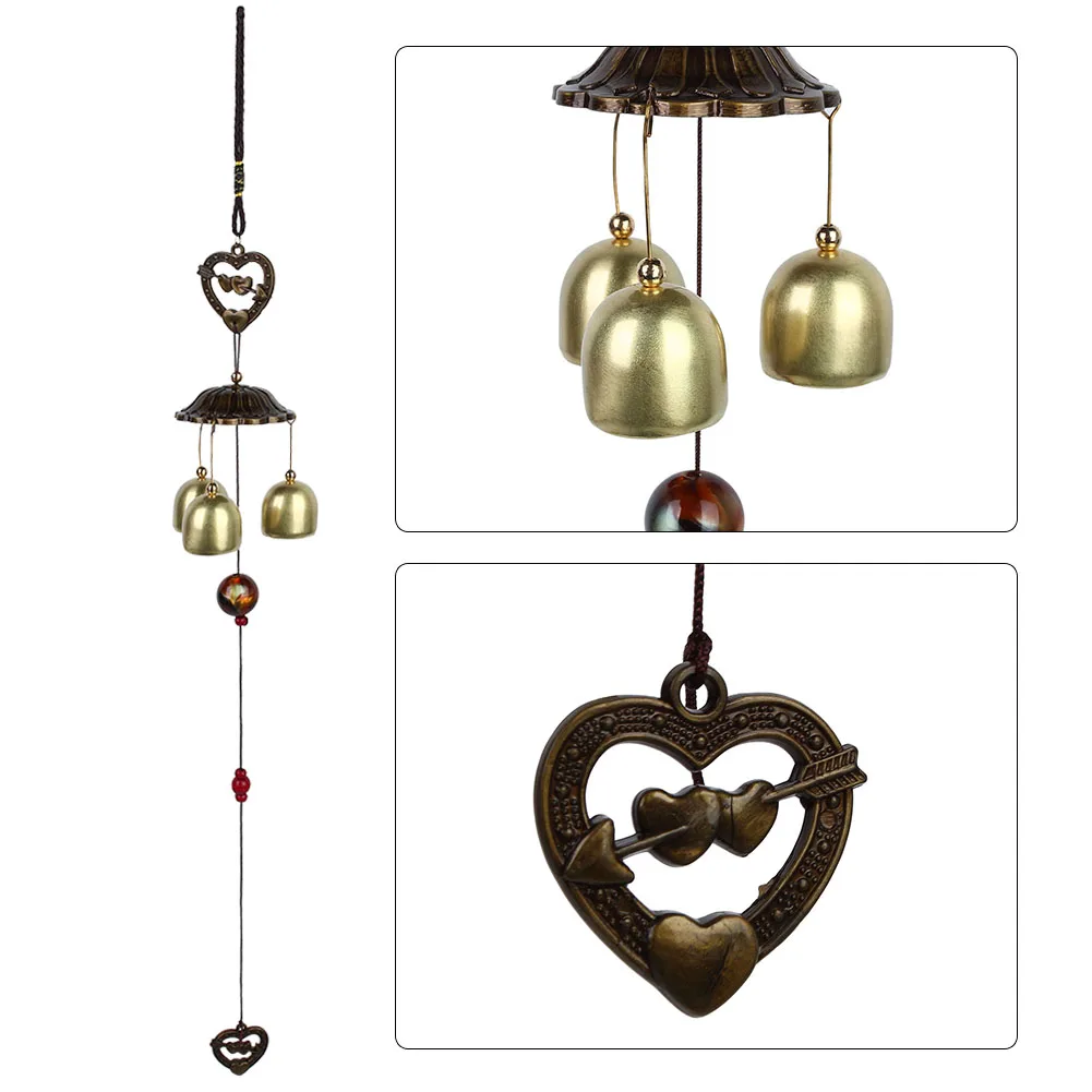 

Колокольчик с музыкой ветра, металлический домашний орнамент в форме сердца, украшение для двора