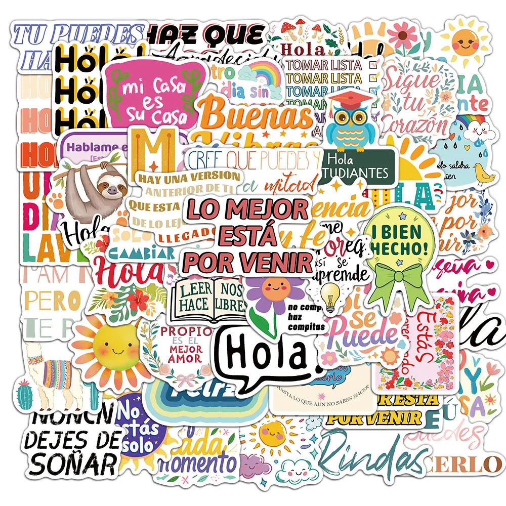 50PCS Spanish Inspirational Stickers - Cute & Exquisite Waterproof Designs