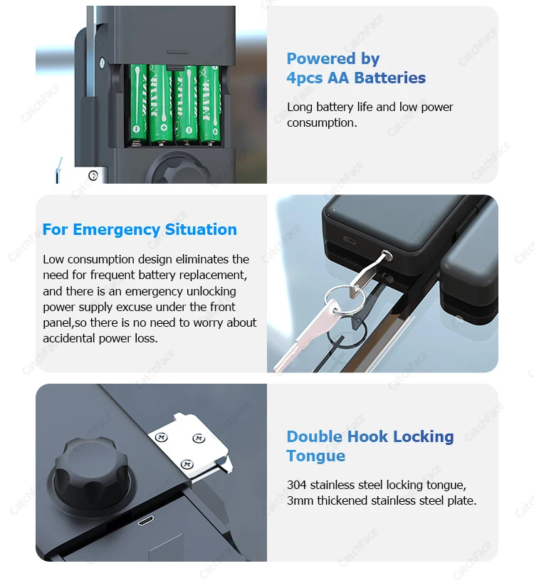 Mechanical Key TTLOCK Smart Lock For Glass Door Fingerprint Code Card Electronic