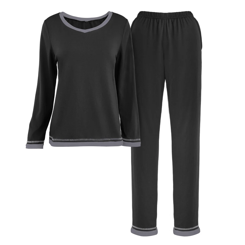 Modishion long-sleeved pajamas set round neck loose-fitting home wear ladies two-piece set spring and autumn casual wear: 3 - 5 Days Free Delivery Only UK