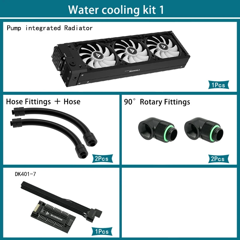 Barrow-水冷キット,240/360mmラジエーター,17w pwmポンプ,ファン,継手