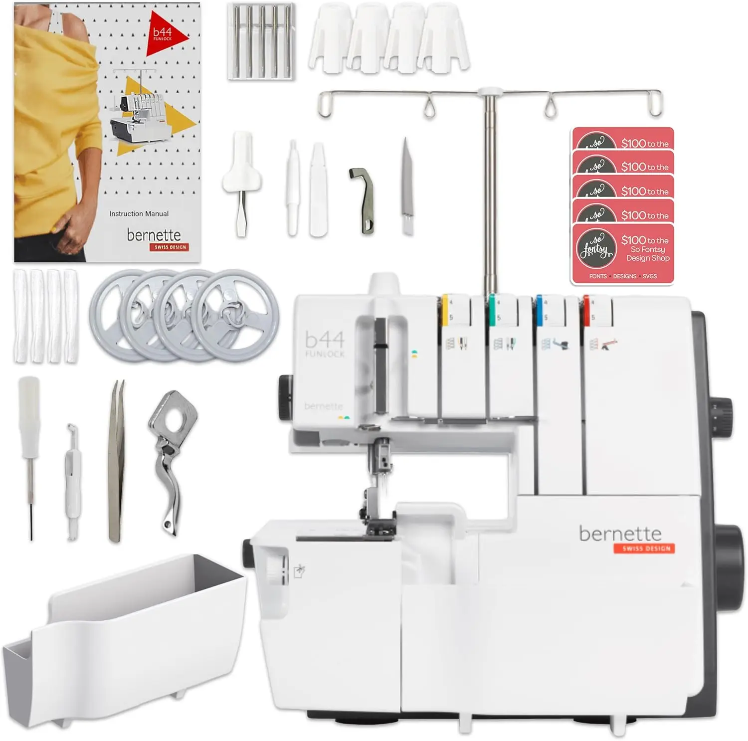 B44 Funlock Overlock Serger Sewing Machine With 80 Thread Spool Bundle 2