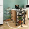 Kitchen Storage Rack with Multi-storey Moveable Small Cart Kitchen Microwave Oven Storage Rack A Living Room Fruits Snack Cart 5