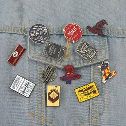 Magic Enamel Pins Custom Marauder's Map Sorting Hat Ticket Brooch Lapel Badge Witchcraft Wizard Jewelry Gift for Kids Friends