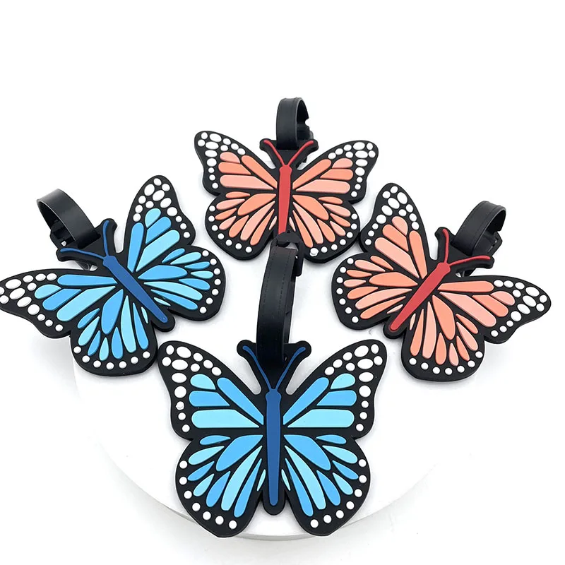 4 Color Travel Accessories Cute Butterfly Luggage Tag Silica Gel Suitcase ID Address Holder Baggage Boarding Tag Portable Label