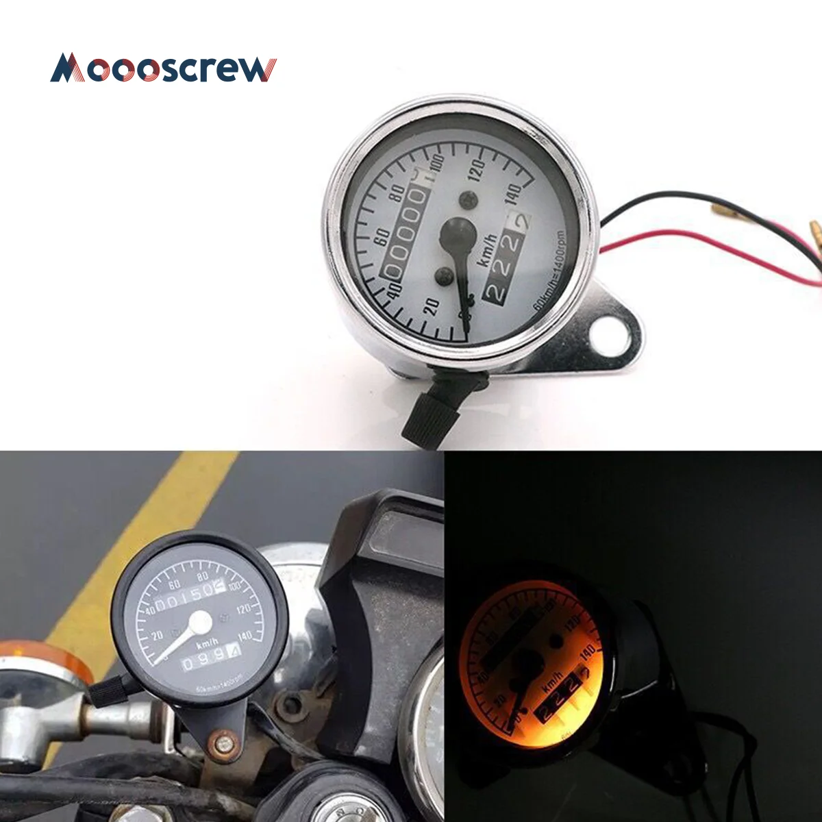 Motorcycle Counter Motorcycle Dual Counter Gauge Mechanical Analog Display Speedometer ...