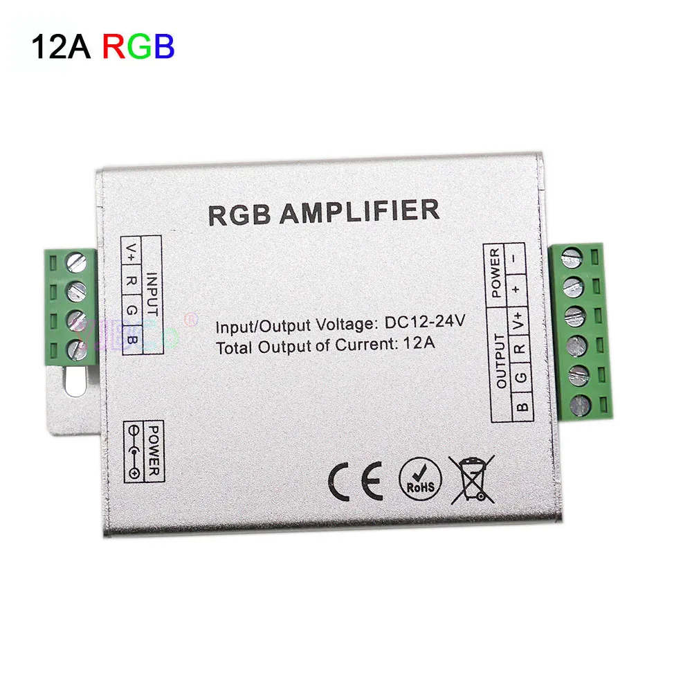 12V 24V RGB/RGBW/RGB + CCT 알루미늄 LED 스트립 증폭기 RGB RGBW RGBWW 조명 테이프 용 12A/15A/24A/30A 전원 리피터 컨트롤러