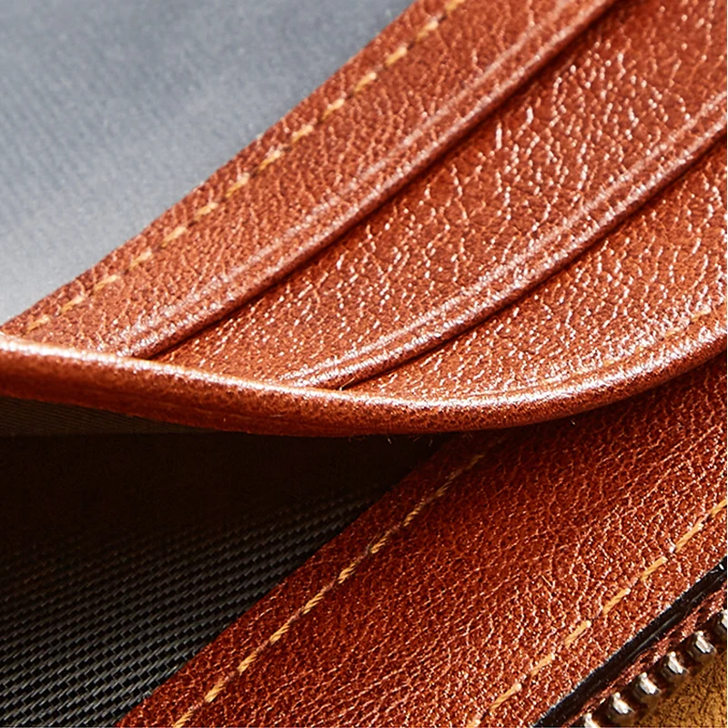 Dante Large Capacity Anti-theft Brush Leather Men Wallets Zipper Multifunctional Short Wallet Head Layer Cowhide Money Bag Clips