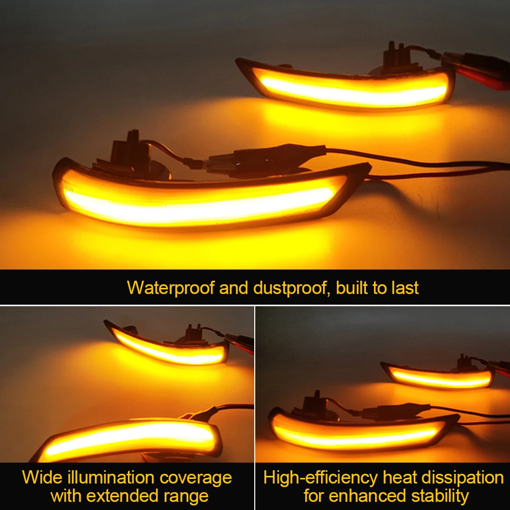 2Pcs LED Mirror Turn Signal Light Waterproof LED Dynamic Turn Signal Light Flowing Water Blinker Flashing Light Car Accessories