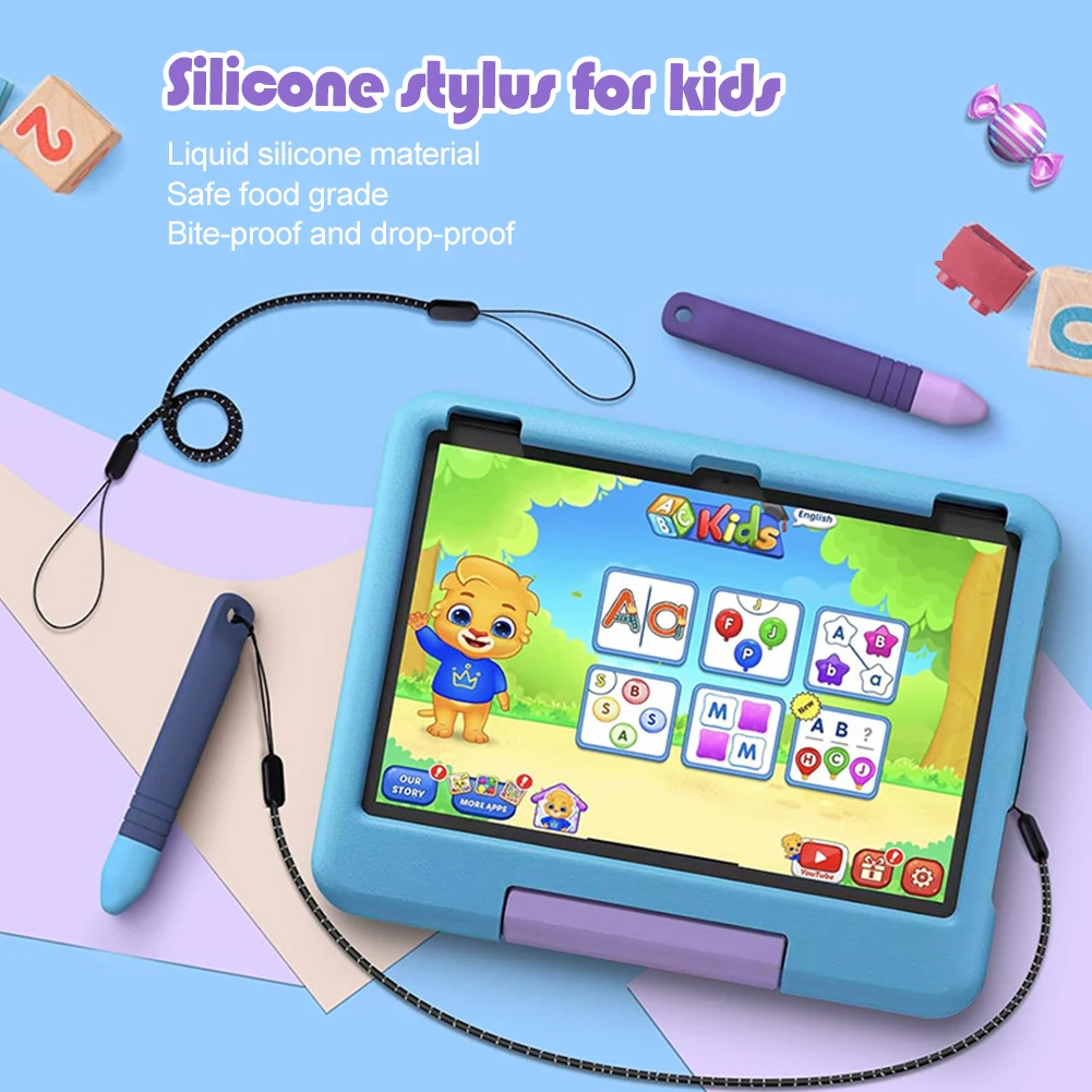 Kexpery Penne stilo adatte ai bambini con attacchi Penna stilo for tablet Antirotolamento Touch screen universale Stilo capacitivo Presa facile for Air Mini Pro for Fire Kids (Viola