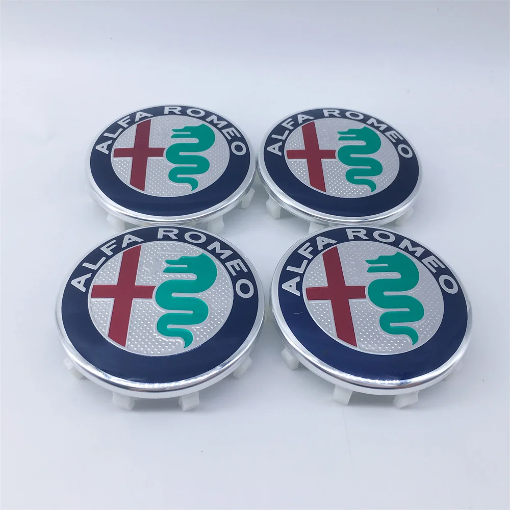 Set of 4 Wheel Center Cap Badges - 60mm 10-Pin Rim Hub Covers with Emblem Design