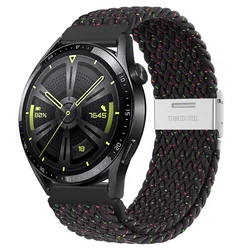 Nylon Watch Strap with Magnetic Buckle and Metal Adjustment Band, 22mm/20mm for 22mm (Black Unity)
