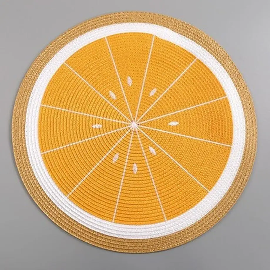 1 Pcs Watermelon Lemon Drink Coasters Woven Round Placemat Cartoon Fruit Dining Table Plate Mat Kitchen Accessories Home Decor
