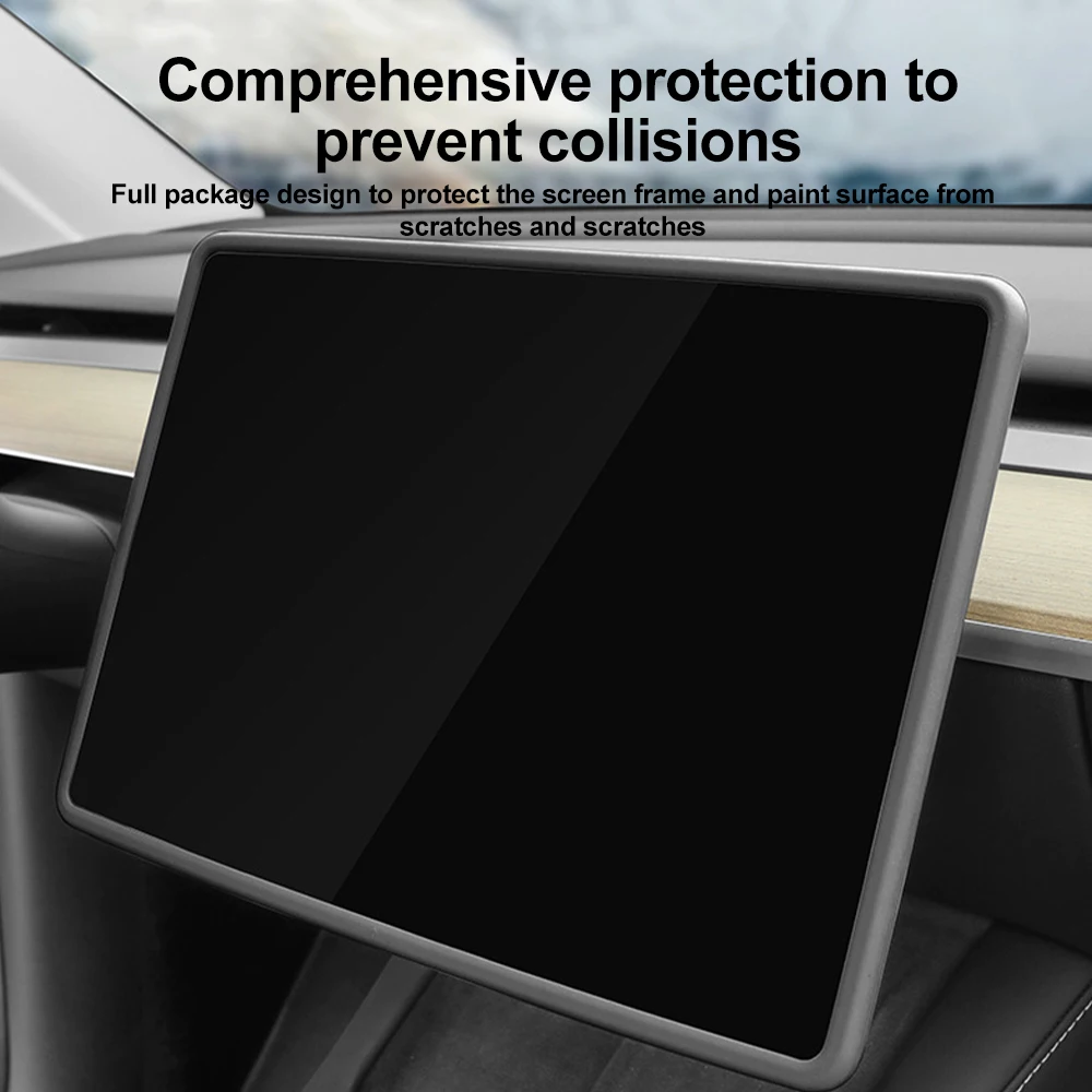 Silicone Protective Trim Cover Accessories Central Control Navigation Screen Protector Frame Car Trim For Tesla Model Y Model 3