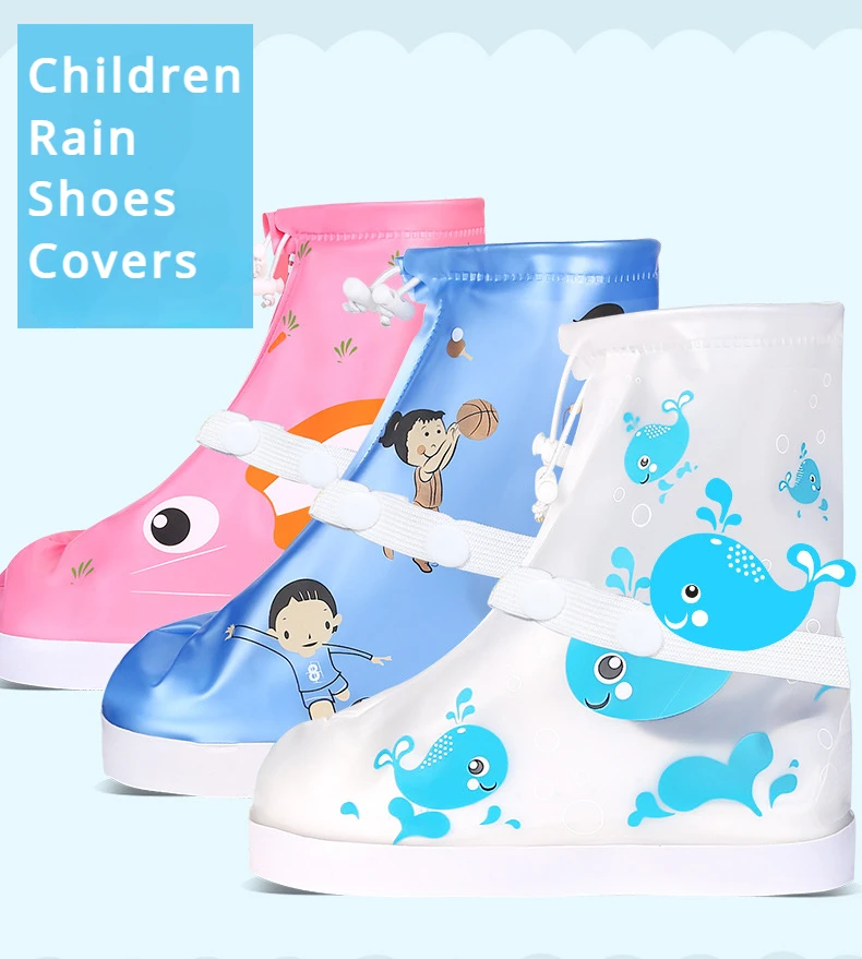 1 Pair Boys Girls Shoes Covers For Rain Flats Ankle Boots Cover PVC Reusable Non-slip Cover For Shoes Children Waterproof