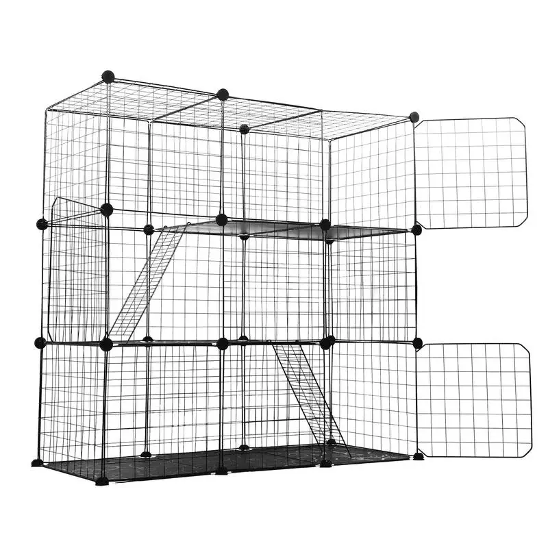 Cat Crates For Indoor Cats Indoor 3-Tier Cat Crate 19.2 X 43.7 X 43.7 Inch Small Animal House With Stairs Pet Cage For