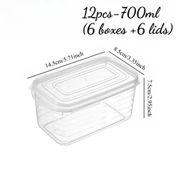 Efficient Airtight Stackable Food Storage Containers - 12 Piece Set for Meal Prep & Microwave Use (6 boxes 6 lids - 12pcs)