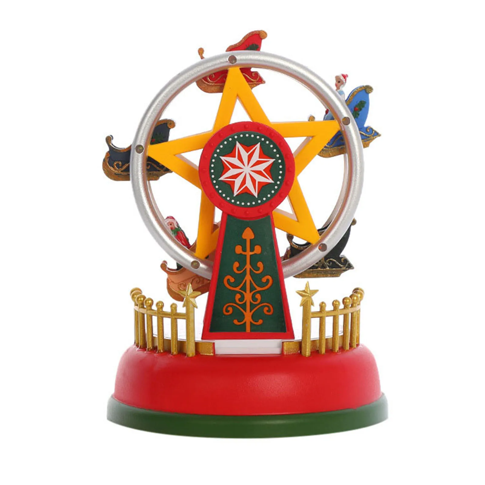 

Rotating Carousel/Ferris Wheel Vintage Ornament With Colorful Light And Musical Great For Indoor Decor