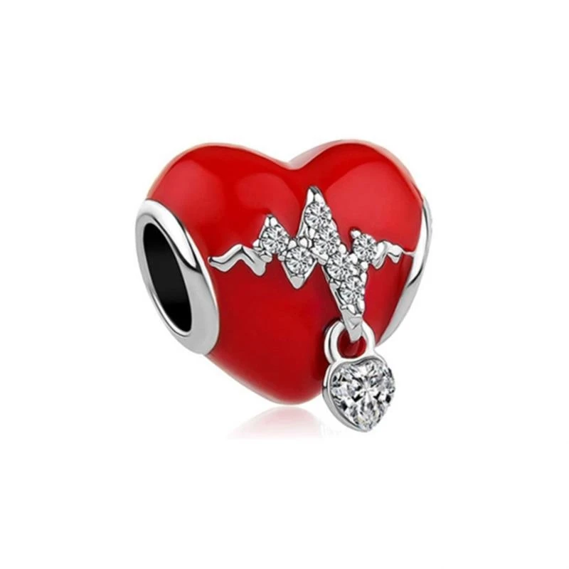 Hot Sale Red Series Heart Beating Maple leaves Flower Safety Charms Beads Fit Original 925 Sterling Silver Bracelet DIY Jewelry 2