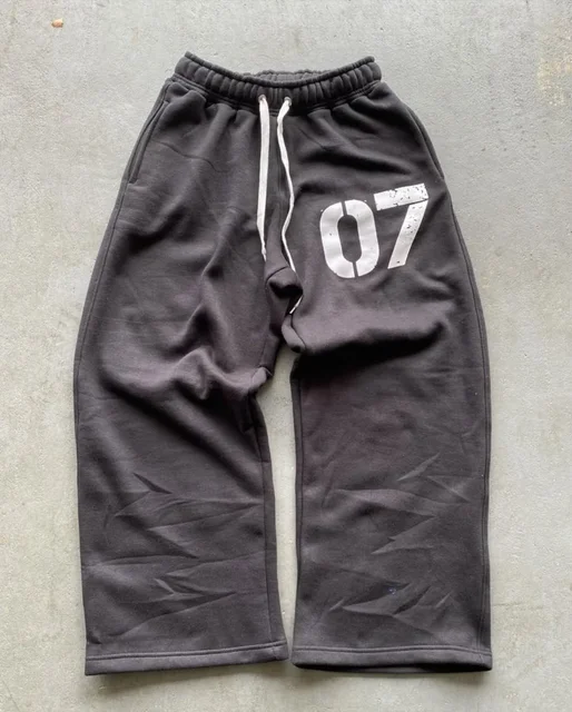 Streetwear Y2K Casual Baggy Sweatpants Drawstring Sports Pants Zipper Cardigan Fashion Digital Print Hooded Men Women Street Set 1