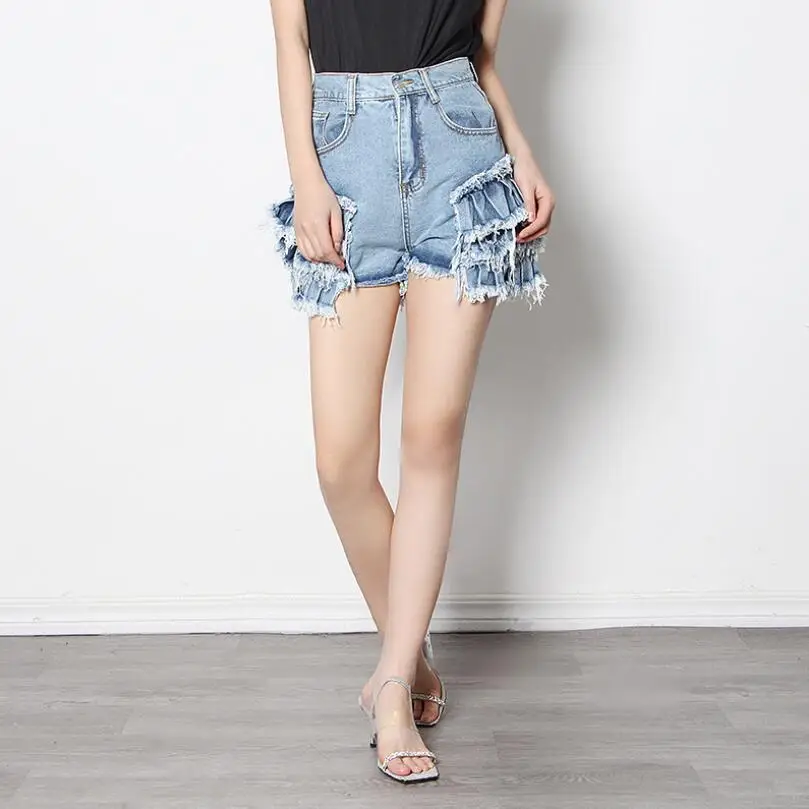 ariat jeans Women's Shorts High Waist Tassel Pocket Slim Shorts Sexy Party Patchwork Denim Female Fashion New Clothing 2022 topshop jeans