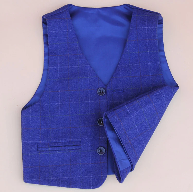 Boys Dress set Suit 4 Pieces jacket+vest+pants +bow tie Children Formal Suit Jacket Plaid high quality size 2years -12 years