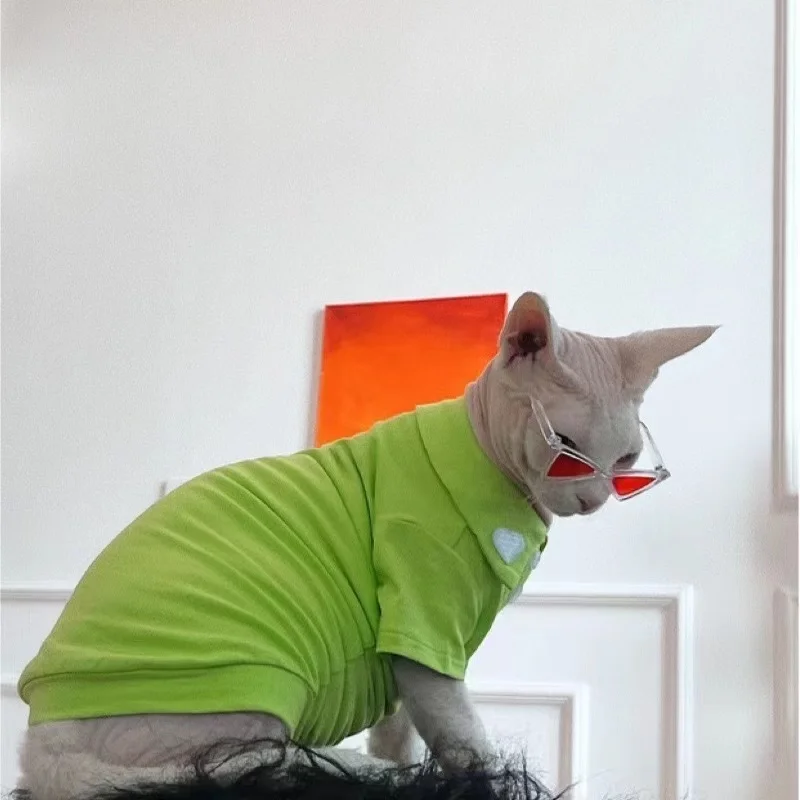 Green Waffle Thickened Elastic Warm Cotton German Cat Clothes Hairless Cat  Sweater