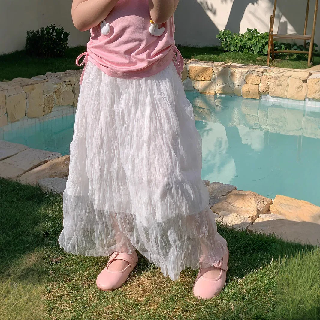 2-8T Summer Girls Skirt Elegant Toddler Kid Baby Girl Clothes Infant Princess Mesh Skirt Children Outfit