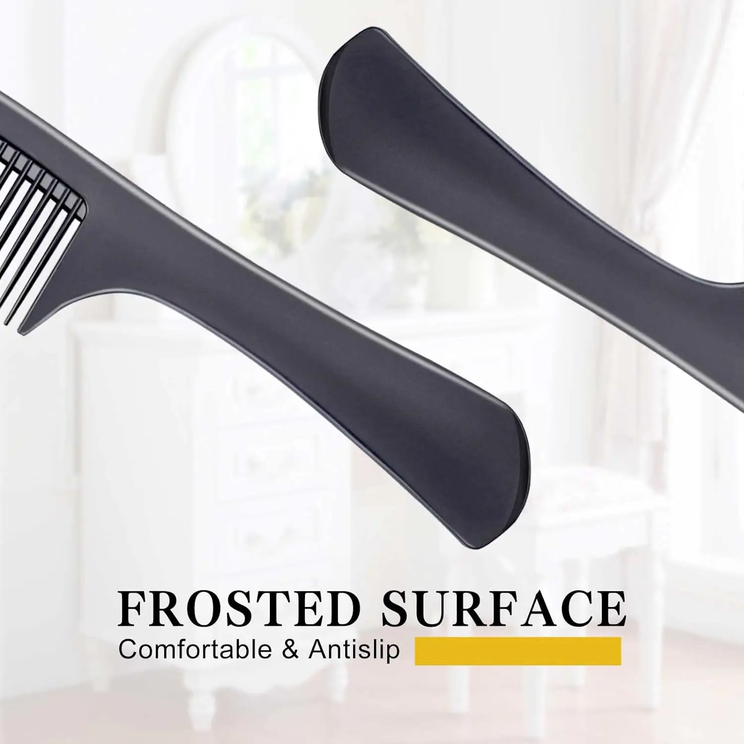 4 Pieces Combs for Women and Man, Premium Black Carbon Fiber Hair Comb Set for Teasing and Parting, Combs for Hair Stylists. 3
