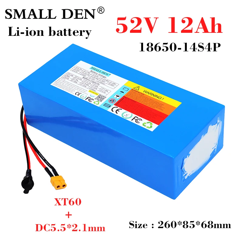 52v 12ah 14s4p 18650 Lithium Battery Pack 2501200w Ebike Motor For