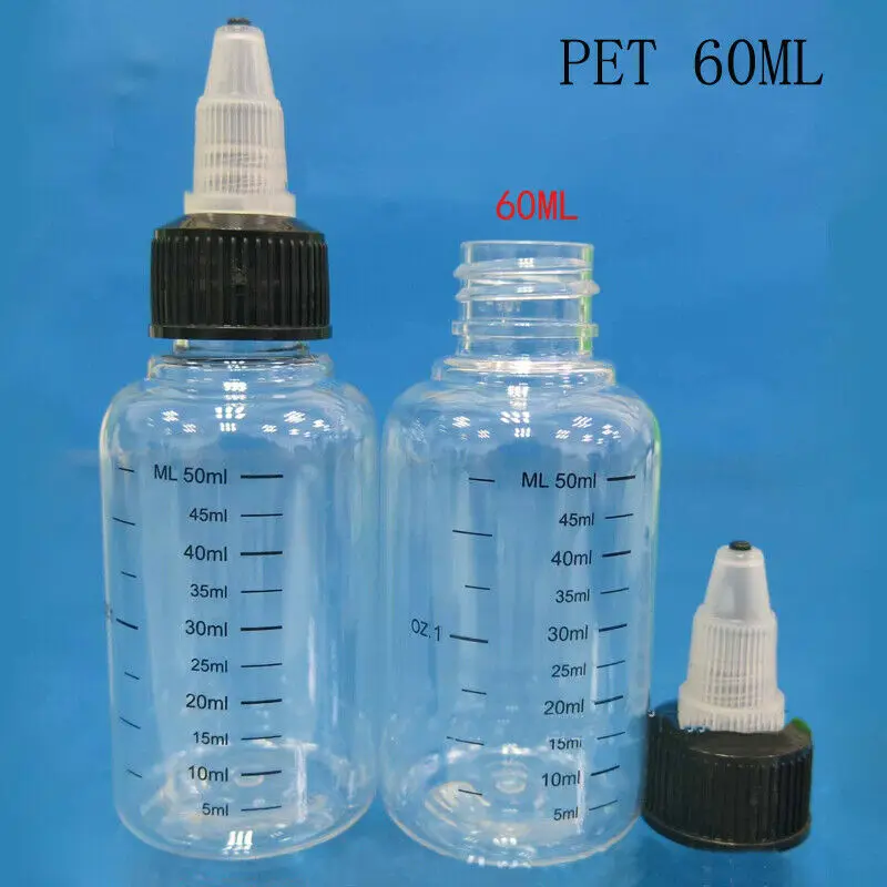 5pcs 30ml/60ml/100ml/120ml/250ml Plastic PET E juice Liquid Dropper Capacity Bottles Twist Top Cap Bottle for Tattoo Pigment Ink