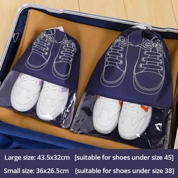 Set of 5 Waterproof and Moistureproof Large Capacity Shoe Storage Bags with Thickened Non-woven Fabric Strap - 43.5x32cm (Dark blue 5pcs)