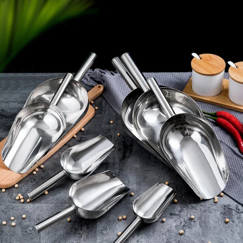 Stainless-Steel Ice Cube Scoop Bar Buffet Party Kitchen Spice Candy Flour Nut Scoop Spoon Dry Goods Shovel Kitchen Accessories 5